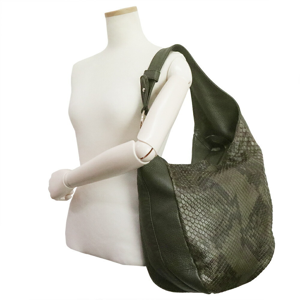 Gucci Bag Exotic Khaki Leather Python Greenwich S… - image 8